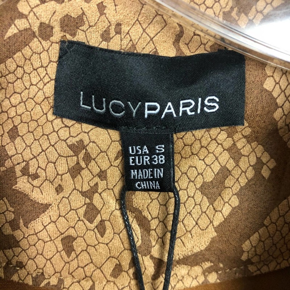 Lucy Paris Snakeskin Moto Jacket Brown Tan Size Small - Picture 6 of 10